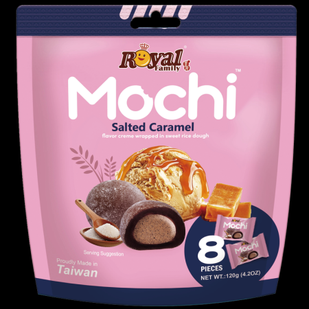 Japāņu rīsu kūka ROYAL FAMILY Mochi, ar sāļo karameli, 120g (450-23516)