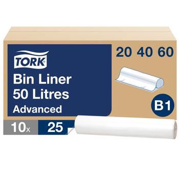 Atkritumu maisiņi TORK B1 tvertnei, 50L, 25 gab., baltā krāsā (400-01917)