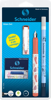 Tintes pildspalva SCHNEIDER GLAM akcijas komplekts: pildspalva, CORRY, tintes kapsulas, asorti korpuss (200-05868)