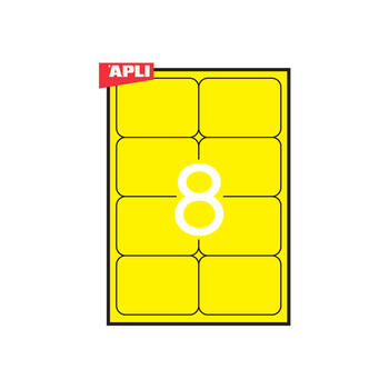 Uzlīmes APLI ar izmēru 99,1x67,7mm, 20 loksnes,160 uzlīmes neon dzelt. (100-00482)