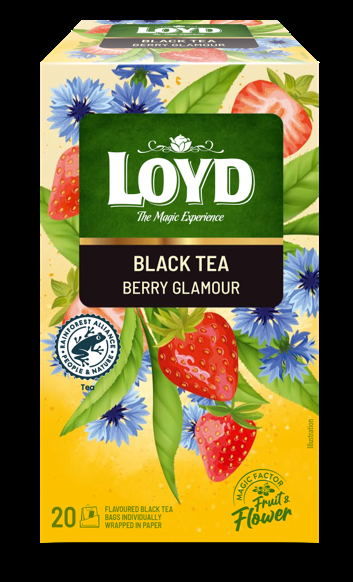 Aromatizēts melnās un zaļās tējas maisījums LOYD Berry Glamour 20x1,75 g (450-25733)