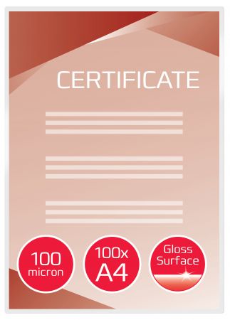 Laminēšanas kabatas GBC, A4,  216x303 mm, 100 mik., 100 gab/iepak. (250-07863)