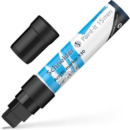 Akrila marķieris SCHNEIDER Paint-it 330, 15mm, melns (200-14325)