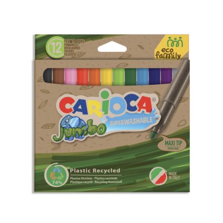 Flomasteri CARIOCA Jumbo EcoFamily, 12 krāsas (200-13253)