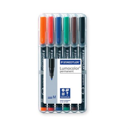 Noturīgais marķieris STAEDTLER kodoskopa plēvēm OHP 317M, 1.0mm, 6 krāsu komplekts (200-11805)