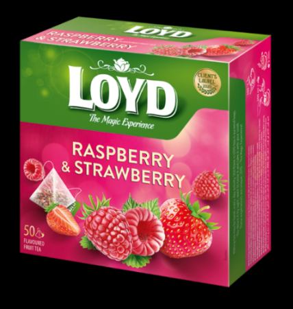 Augļu tēja LOYD Pyramids ar aveņu un zemeņu garšu, 50x2 g (450-11631)