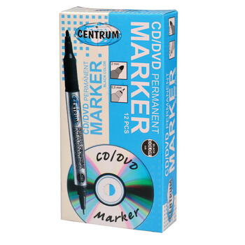 Noturīgais marķieris CENTRUM divpusīgs CD/DVD, melns (0.5mm/2.0mm) (200-06447)