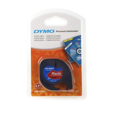 Marķēšanas lente DYMO LetraTag, 12 mm x 4 m, melni burti uz sarkana fona (250-00251)