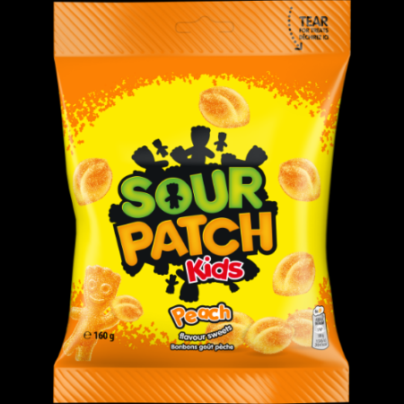 Sour Patch Kids Persiku garšas želejkonfektes ar skābā cukura apvalku 160g (450-23228)