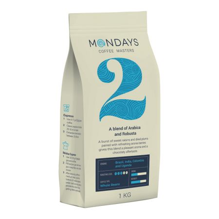 Kafijas pupiņas MONDAYS Nr.2, Arabica un Robusta, 1 kg (450-02509)