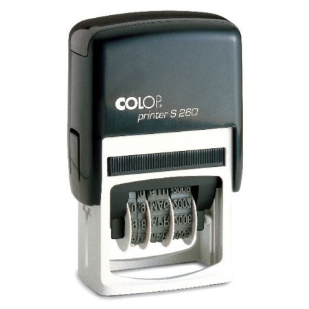 Zīmogs COLOP Datumu numerators S260, latviešu valoda, melns spilventiņš YYYY DD.MONTH (650-00965)