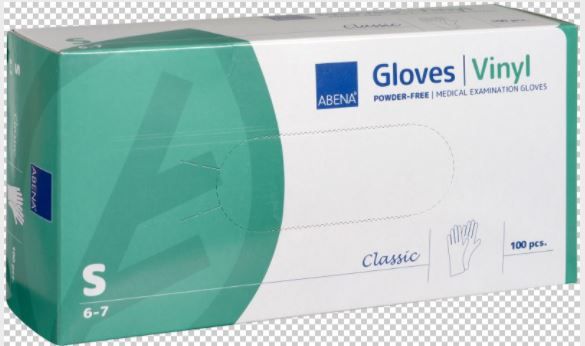 Cimdi vinila ABENA Classic, bez pūdera, S izm., caursp., 100gab (400-07283)