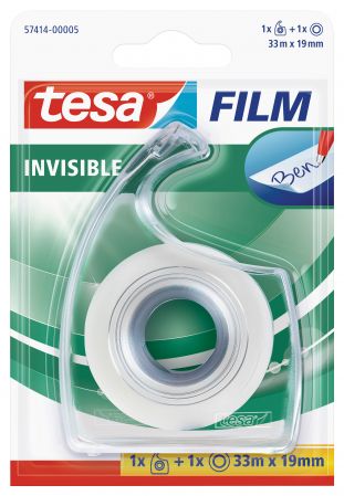 Pašlīmējoša lente tesafilm® Invisible, caurspīdīga 33m x 19mm + 1 turētājs (200-13215)