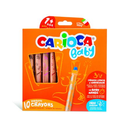 Krītiņi bērniem CARIOCA BABY 3 in 1, 10 zīmuļi (200-12172)