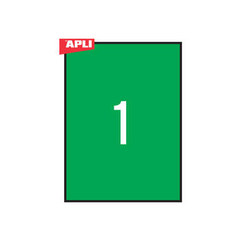 Uzlīmes APLI ILC ar izmēru 210x297mm, 20 loksnes/20 uzlīmes zaļas (100-00481)