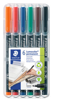 Noturīgais marķieris STAEDTLER kodoskopa plēvēm OHP 318F, 0.6mm, 6 krāsu komplekts (200-11578)