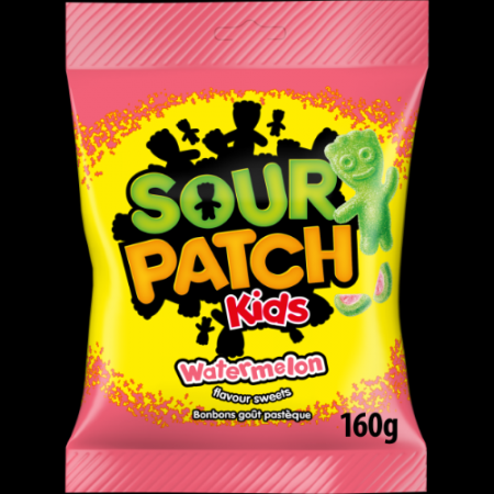 Sour Patch Kids Arbūza garšas želejkonfektes ar skābo cukura apvalku 160g (450-23231)