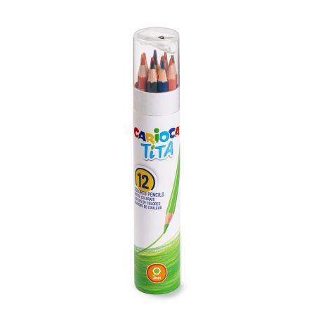 Krāsainie zīmuļi CARIOCA TITA + asināmais, PaperTube, 12gab (200-13632)