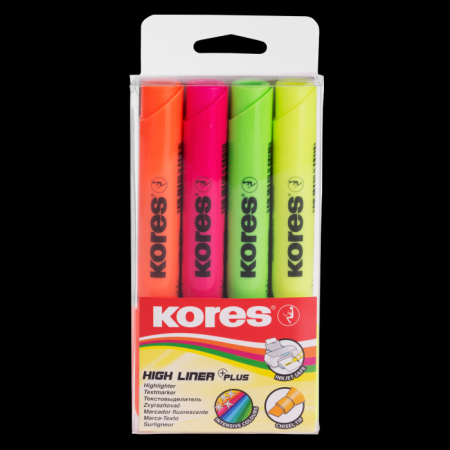 HIGH LINER PLUS, komplekts, jauktas krāsas, plastmasas korpusā - 4 gab. (dzeltens, rozā, oranžs) (200-14165)