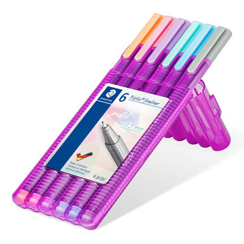Flomasterveida pildspalvas STAEDTLER Triplus, 0.3 mm, 6 pasteļu krāsas (200-13358)