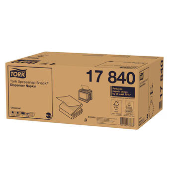 Salvetes dozatoram TORK XPRESSNAP SNACK, 1 sl., loksnes izmērs 21.3 x 21.6 cm, 5 x 225 salvetes, baltā krāsā (400-11473)