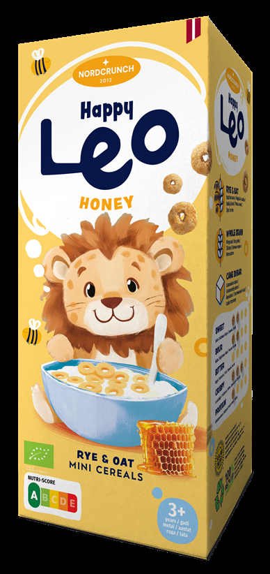 Happy Leo rudzu un auzu pārslas ar medu, Organic, 150g (450-27094)