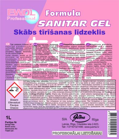 Tualetes tīrīšanas līdzeklis EWOL Professional Formula SANITAR GEL, 1 L (400-00973)