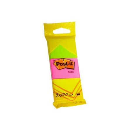 Piezīmju līmlapiņas Post-it 6812 Neon 51x38mm, 3 gab/iepak., dažādas krāsas (100-05009)