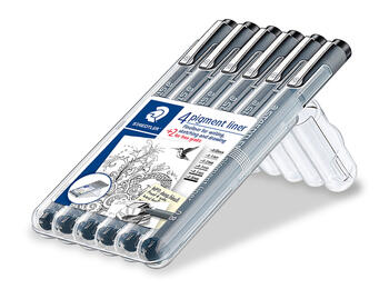 Pildspalva rasēšanai STAEDTLER PIGMENT LINER komplekts - 6 līniju platumi (200-05992)