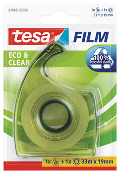Videi draudzīga līmlente Tesafilm® eco & clear, caurspīdīgsa, 33mx19mm +EasyCut turētājs (200-13287)