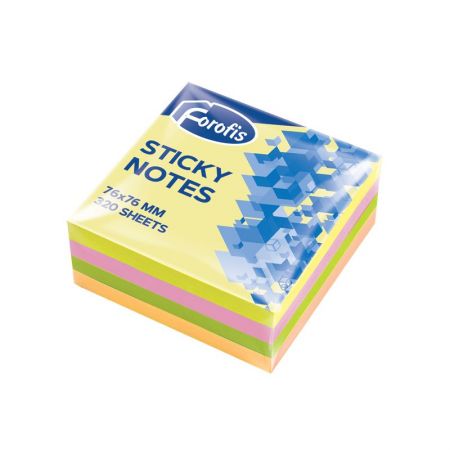 Piezīmju līmlapiņas FOROFIS 76x76mm 320lp. (4 neona krāsas) (100-10564)