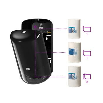 Centrālās padeves dozators TORK Mini, 321 x 174 x 165 mm, melnā krāsā (400-00136)