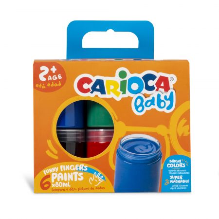 Pirkstiņkrāsu komplekts bērniem CARIOCA BABY, 6 krāsas x 80 ml (200-16568)