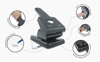 Caurumu perforators RAPESCO Germ-Savvy™: HD865, 2 caurumi, 50 loksnes, melns (200-15351)