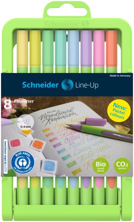 Flomasterveida pildspalva SCHNEIDER Line-Up 0,4 Pastel asso. Regulējams penāļa statīvs 8 gab (200-14982)