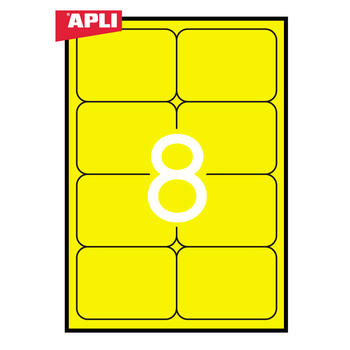 Uzlīmes APLI ar izmēru 99,1x67,7mm, 20 loksnes,160 uzlīmes neon dzelt. (100-00482)