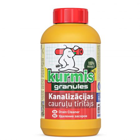Granulēts līdzeklis kanalizācijas cauruļu aizsērējumu tīrīšanai KURMIS, 500g (400-08219)