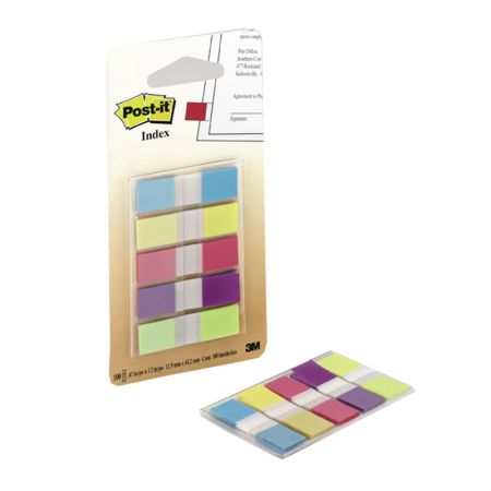 Pašlīpošie indeksi Post-it  12x43 mm 5 krāsas (100-00989)