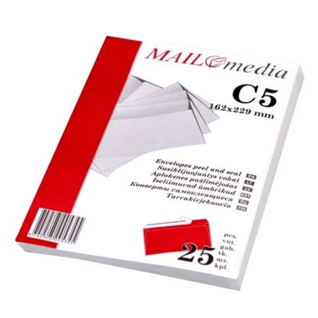 Aploksnes C5,162x229 mm, 25 gab./iepak. (200-09853)