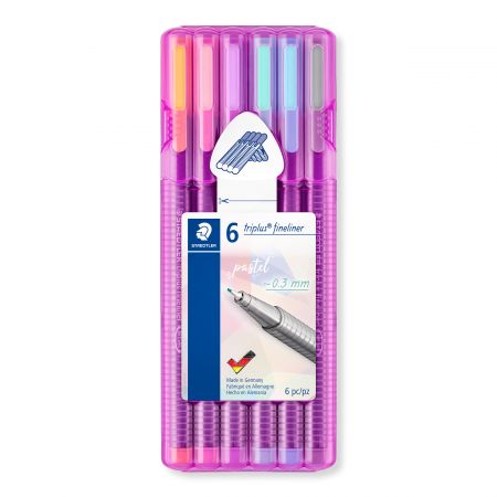 Flomasterveida pildspalvas STAEDTLER Triplus, 0.3 mm, 6 pasteļu krāsas (200-13358)