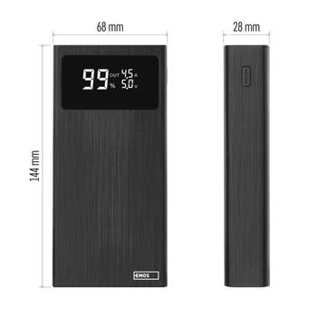 Ārējā baterija EMOS BETAQ 20, 20 000 mAh, 22,5 W, melna (250-09329)