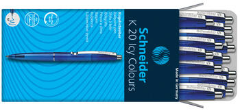 Lodīšu pildspalva SCHNEIDER ICY COLOURS K20, caurspīdīgi-zils korpuss, zila tinte (200-02668)