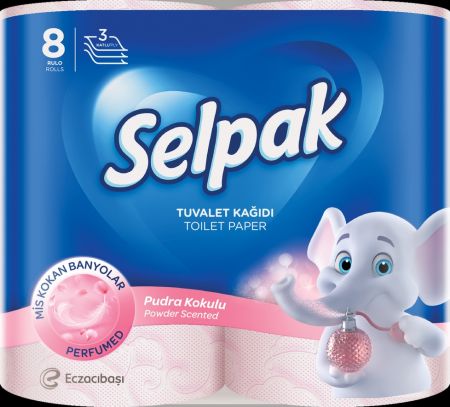 Tualetes papīrs SELPAK Powder 3 slāņi, 18,6m, 140 loksnes, 8 ruļļi (400-11904)