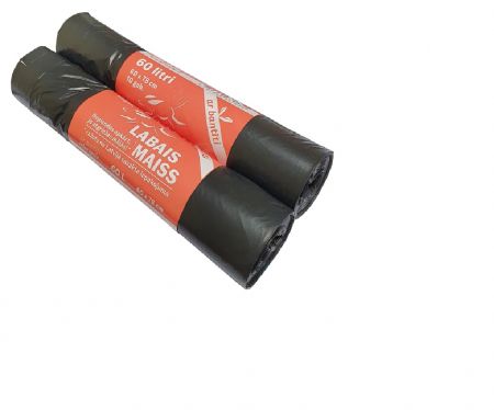 Atkritumu maisi LABAIS MAISS LDPE, aizvelkami, 60l, melni, 60x78cm, 33mk, 10gab (400-11922)