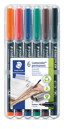 Noturīgais marķieris STAEDTLER kodoskopa plēvēm OHP 318F, 0.6mm, 6 krāsu komplekts (200-11578)