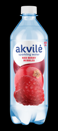 Aromatizēts dzeramais ūdens AKVILE ar sarkano ogu aromātu, gāzēts, 0,6l (DEP) (450-27359)