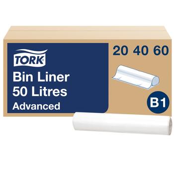 Atkritumu maisiņi TORK B1 tvertnei, 50L, 25 gab., baltā krāsā (400-01917)