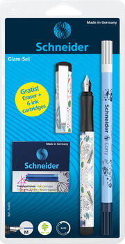 Tintes pildspalva SCHNEIDER GLAM akcijas komplekts: pildspalva, CORRY, tintes kapsulas, asorti korpuss (200-05868)