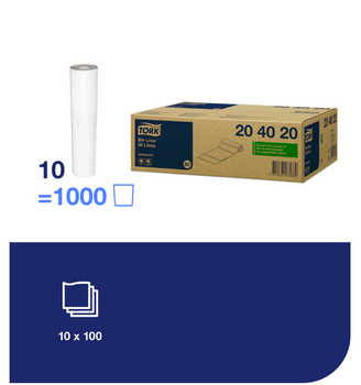 Atkritumu maisiņi TORK B2 tvertnei, 20L, 100 gab., baltā krāsā (400-01918)