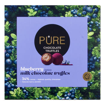 Piena šokolādes trifeles ar melleņu pildījumu ''16'' 120g, PURE CHOCOLATE (450-12754)